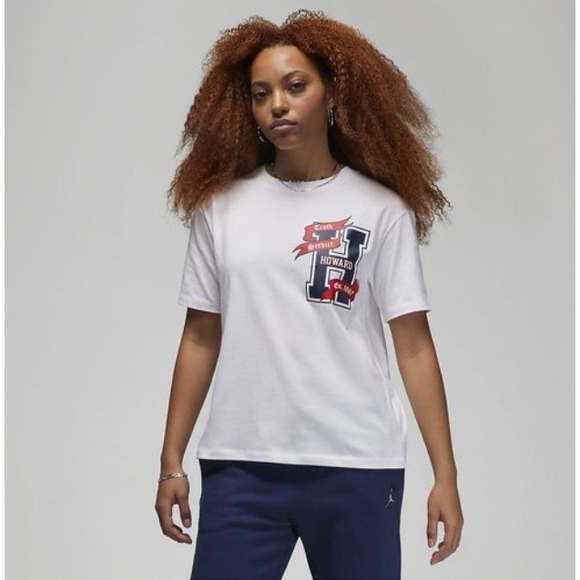 Nike Tops - Nike Women's Air Jordan x Howard University Shirt Activewear Performance, White